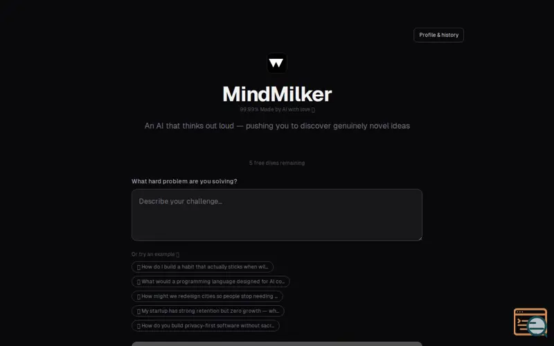 Screenshot of MindMilker