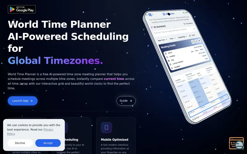 Screenshot of World Time Planner AI