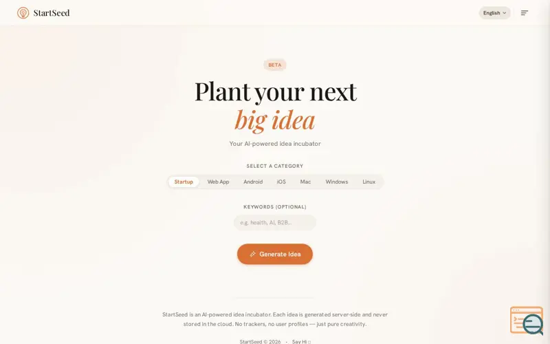 Screenshot of StartSeed