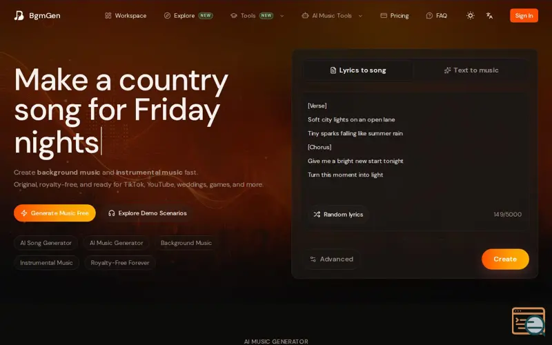 Screenshot of BgmGen