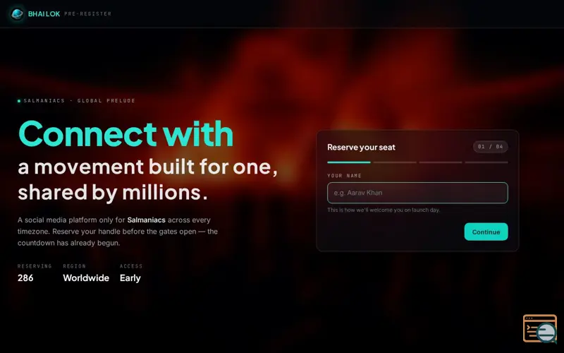 Screenshot of Pre-Registration