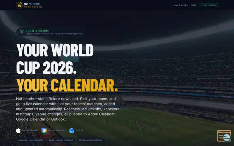 Screenshot of World Cup Calendar