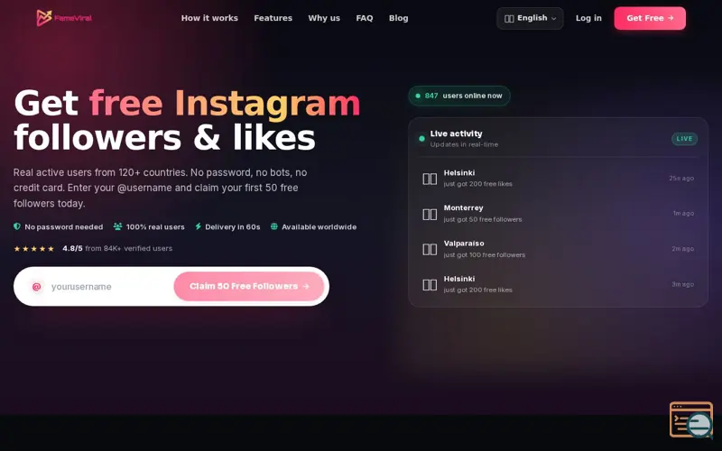 Screenshot of FameViral