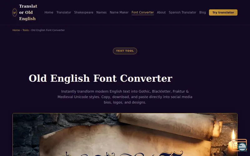 Screenshot of Old English Font