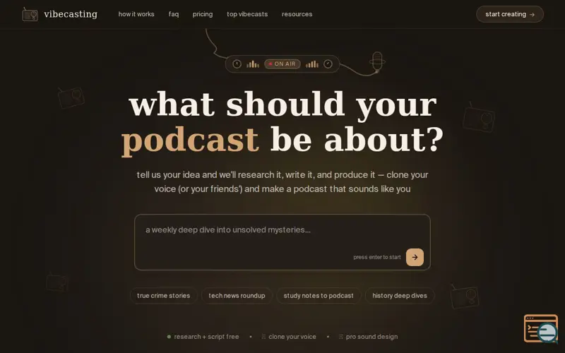 Screenshot of vibecasting