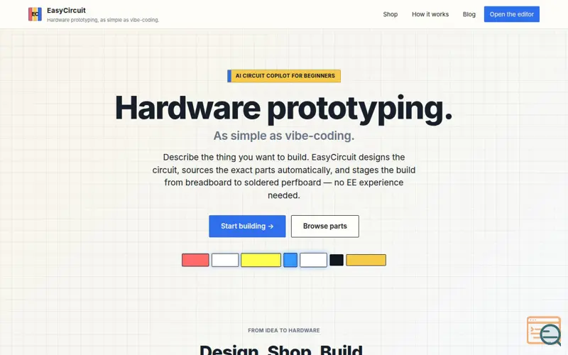 Screenshot of EasyCircuit — Circuit prototyping, as simple as vibe-coding