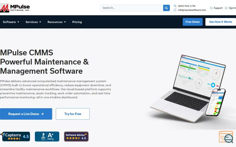 Screenshot of MPulse CMMS Software