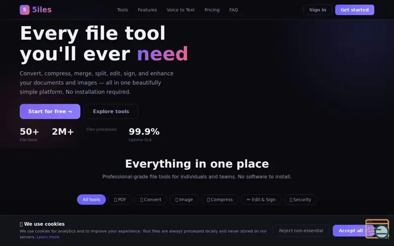 Screenshot of 5iles — Every File Tool You'll Ever Need