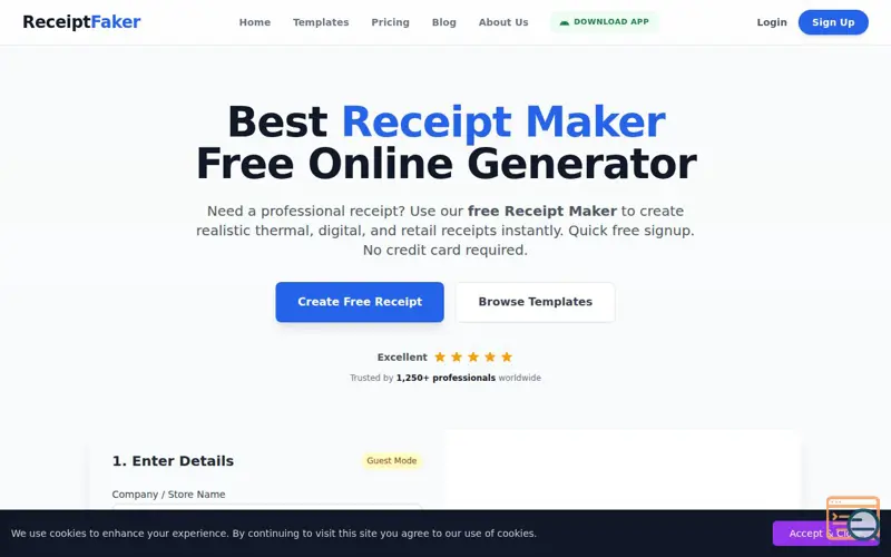 Screenshot of Free Receipt Maker