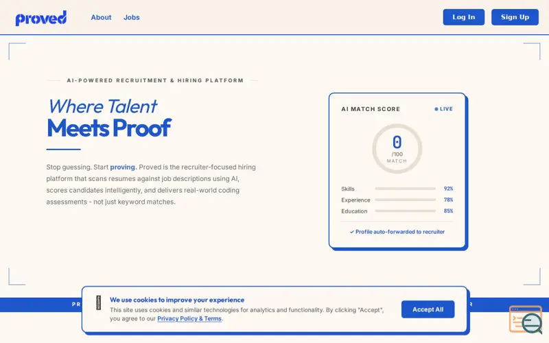 Screenshot of Proved