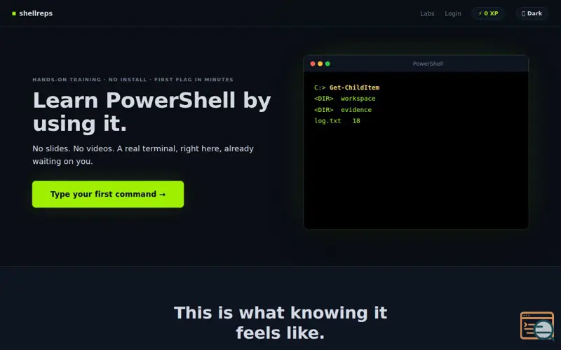 Screenshot of shellreps, a launch using GoatCounter