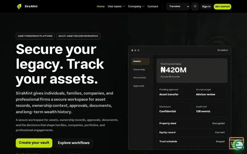 Screenshot of SiraMint
