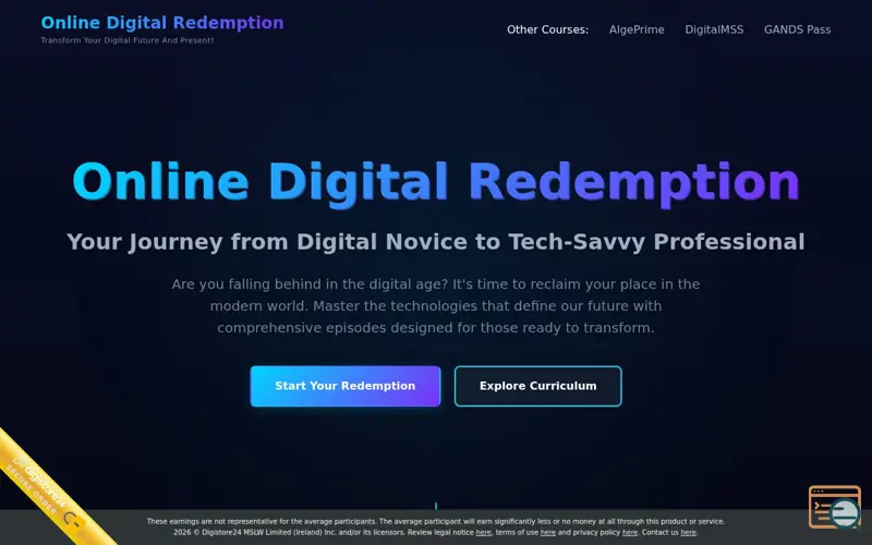 Screenshot of Online Digital Redemption