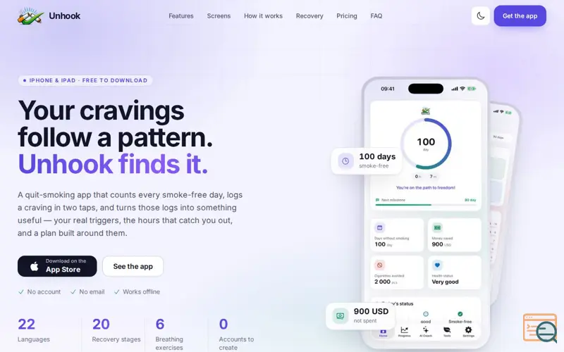 Screenshot of Unhook - Quit smoking