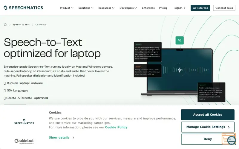 Screenshot of Speechmatics On-Device