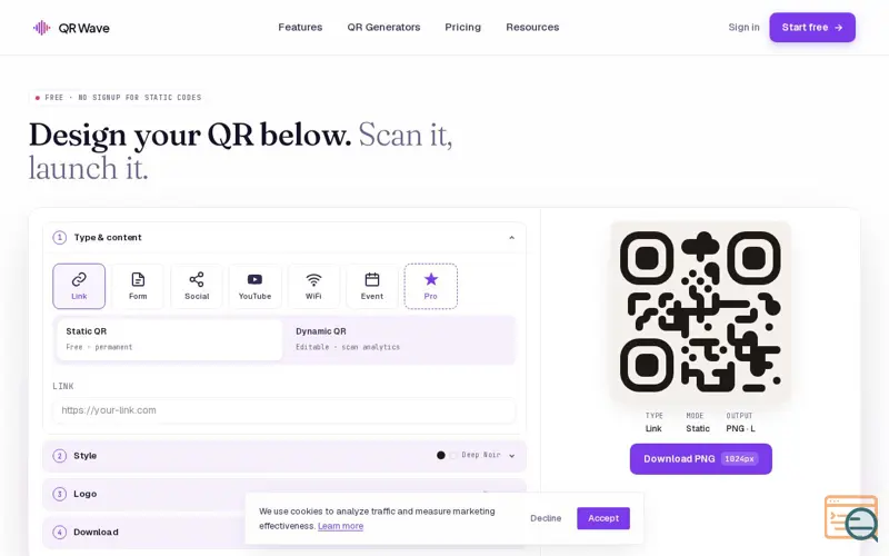 Screenshot of QR Wave