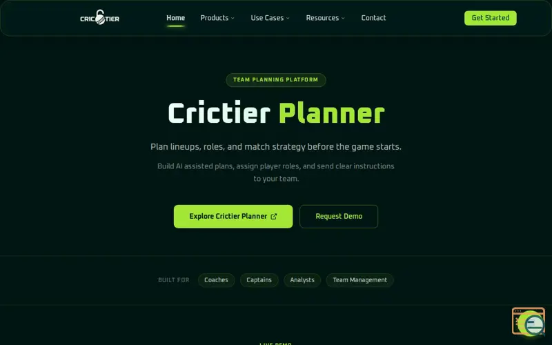 Screenshot of Crictier Planner App
