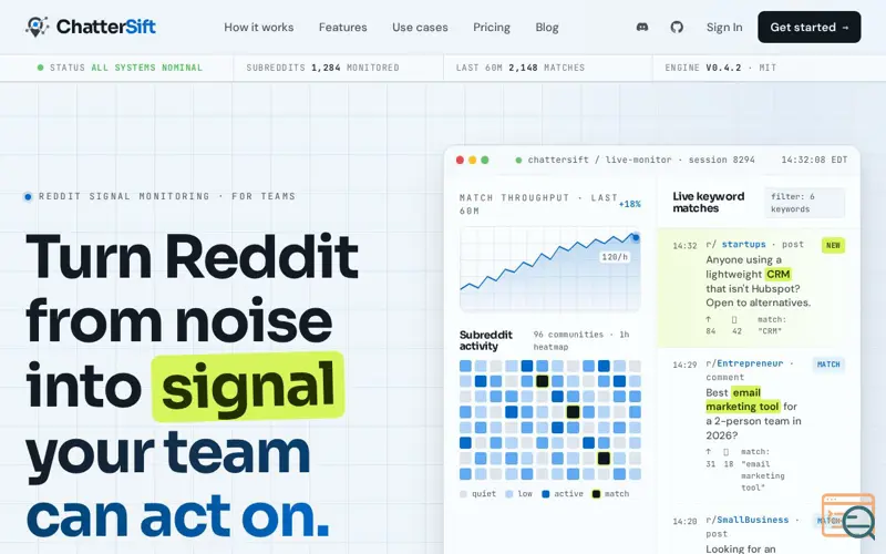 Screenshot of ChatterSift