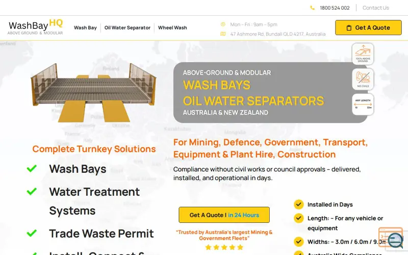 Screenshot of Washbay HQ