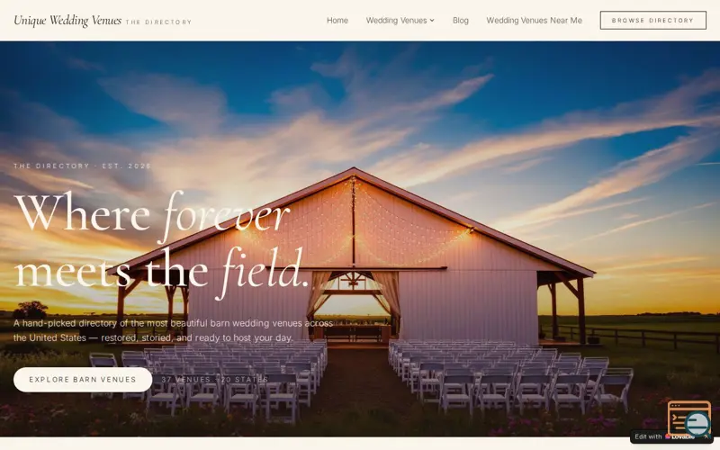 Screenshot of Unique Wedding Venues