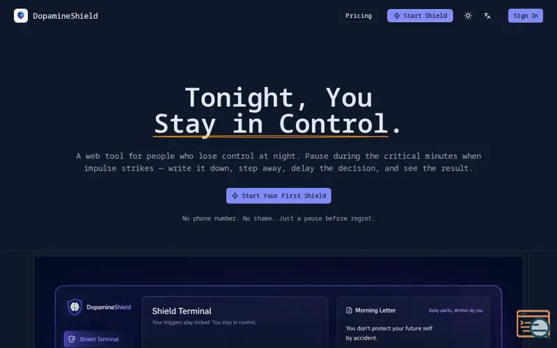 Screenshot of DopamineShield