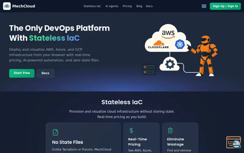 Screenshot of MechCloud