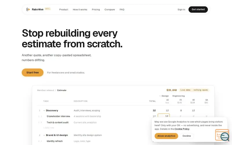 Screenshot of RateHive
