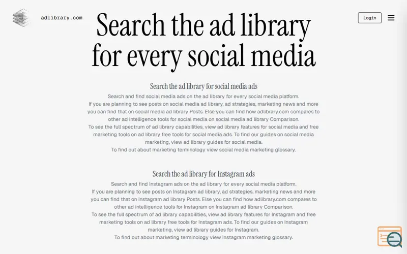 Screenshot of Ad Library