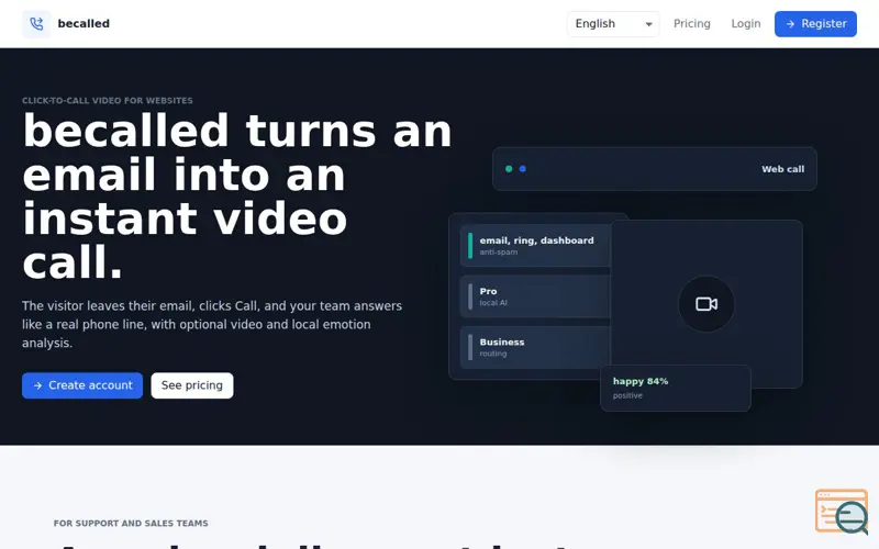 Screenshot of becalled
