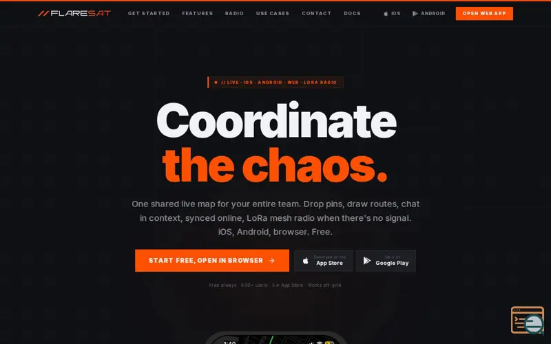 Screenshot of Flaresat