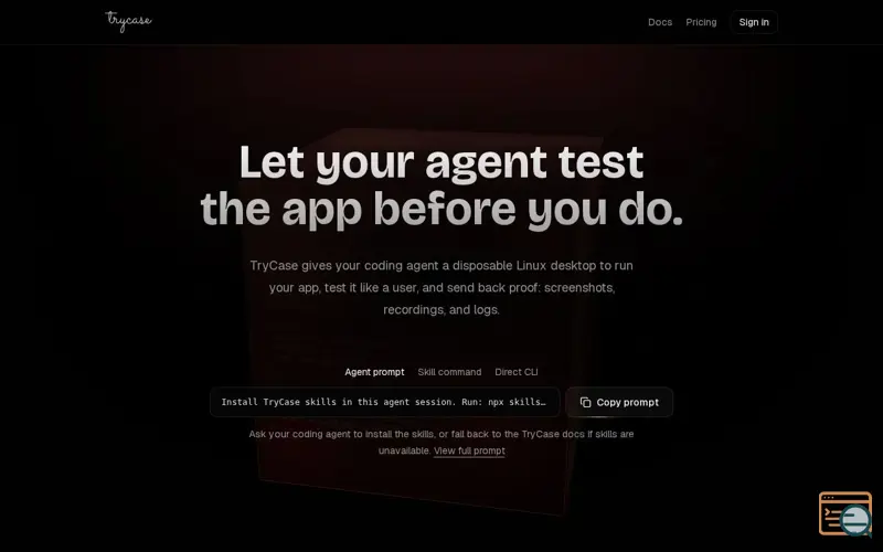 Screenshot of TryCase