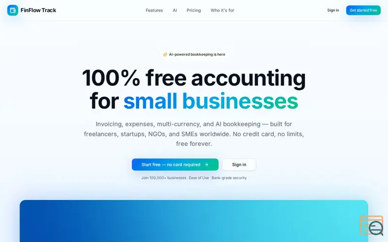 Screenshot of FinFlow Track — 100% Free Accounting Software for Small Businesses