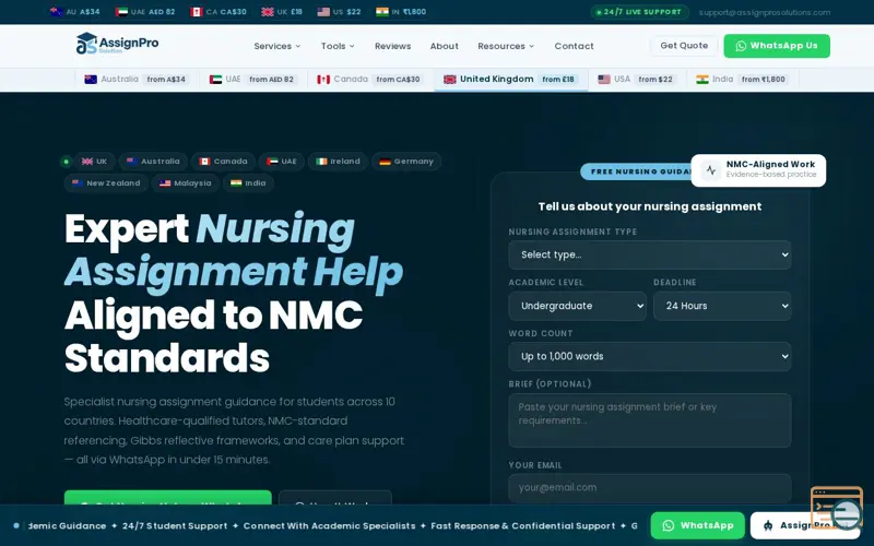 Screenshot of Nursing Assignment & Academic Support