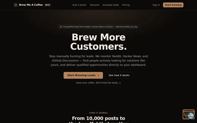 Screenshot of Brew Me A Coffee