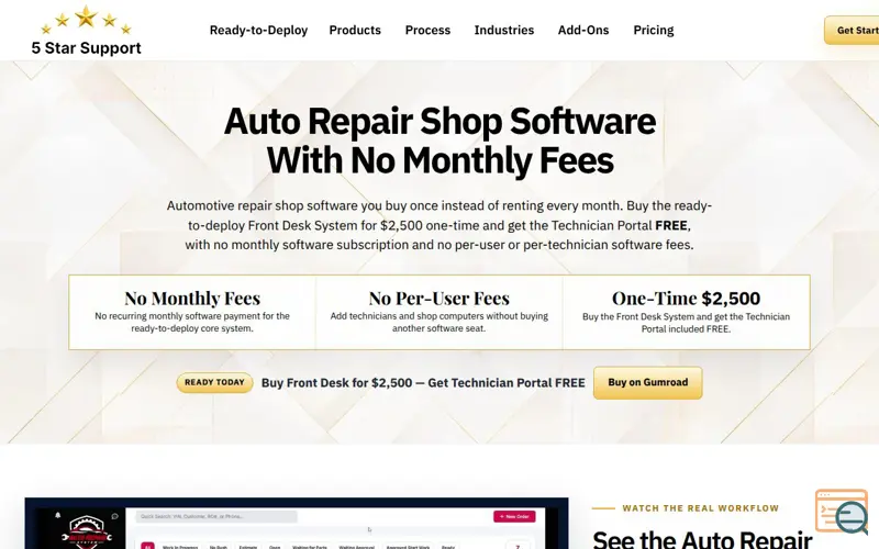 Screenshot of 5 Star Support Auto Repair System, a launch using Ahrefs