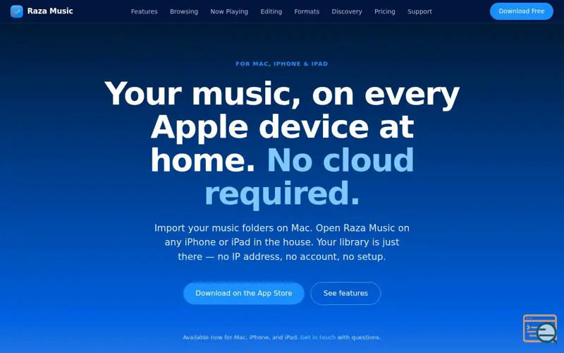 Screenshot of Raza Music, a launch using Gandi