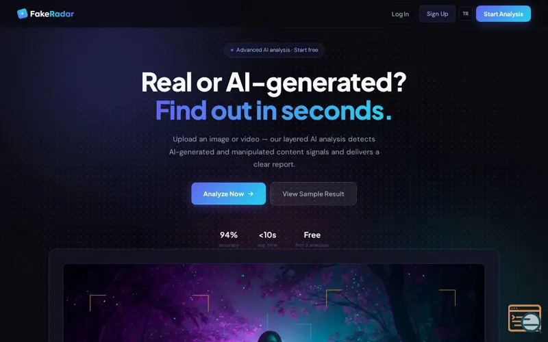 Screenshot of FakeRadar