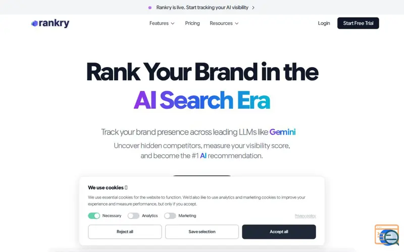 Screenshot of Rankry | AI Visibility Analytics