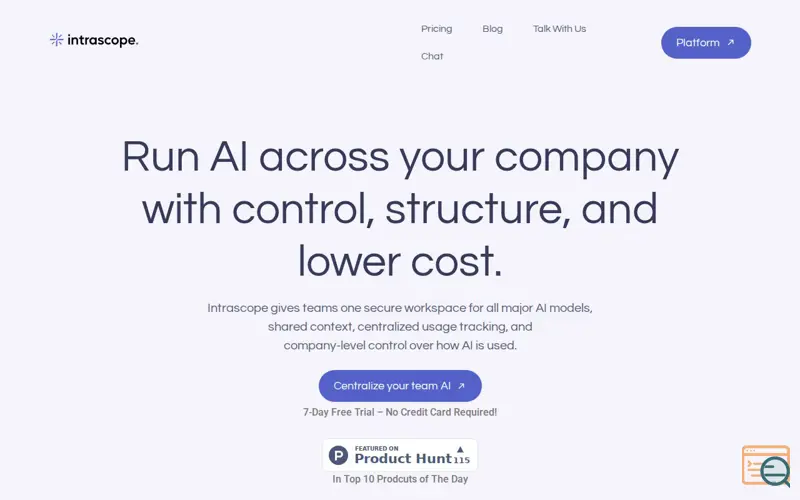 Screenshot of Intrascope: BYOK + Managed AI for Teams