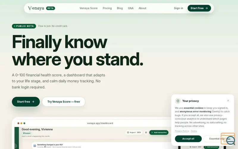 Screenshot of Venaya