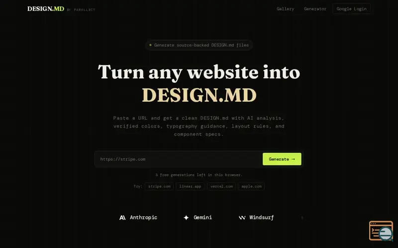 Screenshot of DESIGN.MD by Parallect