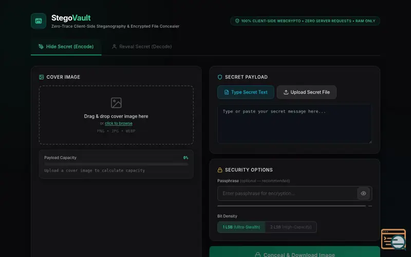 Screenshot of StegoVault