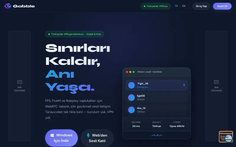 Screenshot of Gabble, a launch using Natro Email