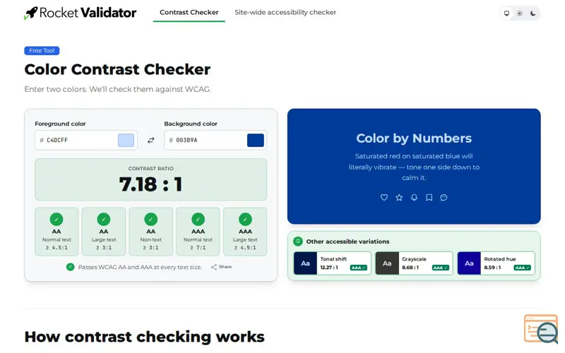 Screenshot of Free Color Contrast Checker — WCAG 2.2