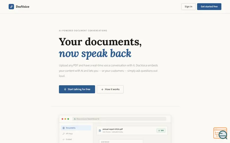 Screenshot of DocVoice — Talk to Your Documents