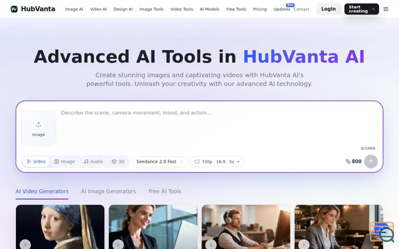 Screenshot of HubVanta AI, a launch using Beam Tools