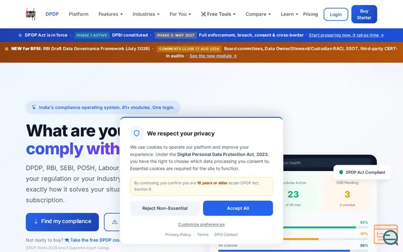 Screenshot of dcomply, a launch using AOS