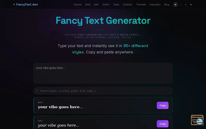 Screenshot of FancyText.dev