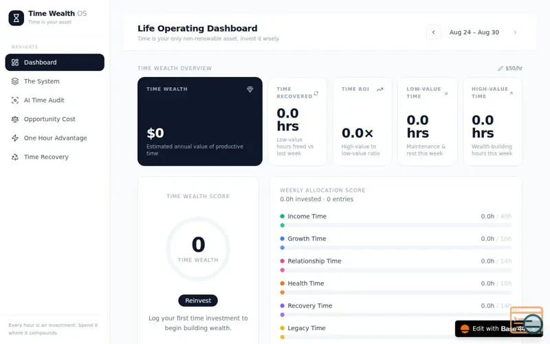 Screenshot of Time Wealth OS