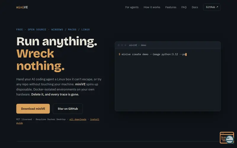Screenshot of miniVE